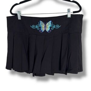 Dolls Kill Current Mood Pleated Black Mini Skirt Rave 2000s Size XXL